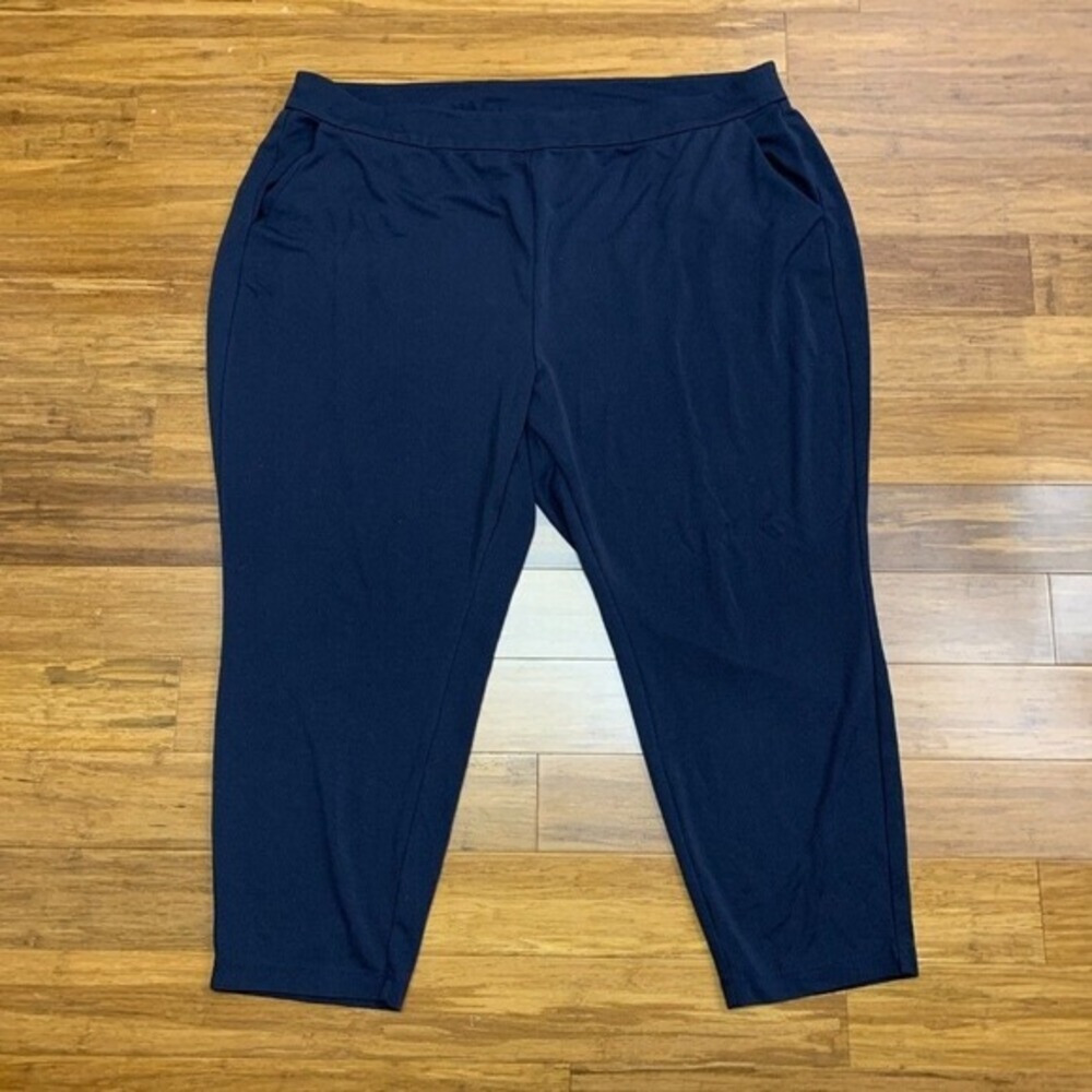 Lane Bryant Knit Pants Plus Size 22/24 Pull On Casual Cropped‎ Navy Blue Womens